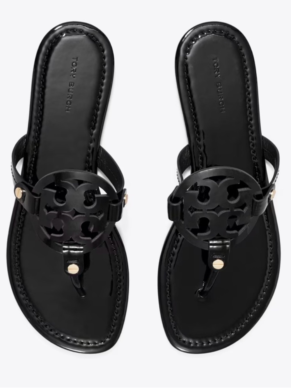 Tory Burch Black Miller Logo Thong Sandals